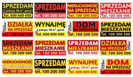 Baner reklamowy „Sprzedam” – możliwe warianty