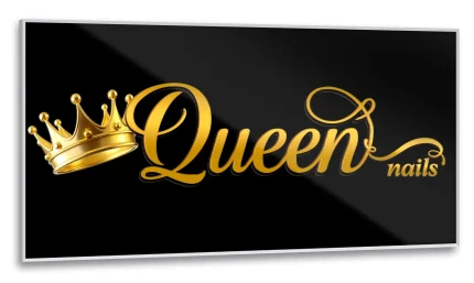 Kaseton reklamowy LED Profil aluminiowy Queen nails w złotym stylu