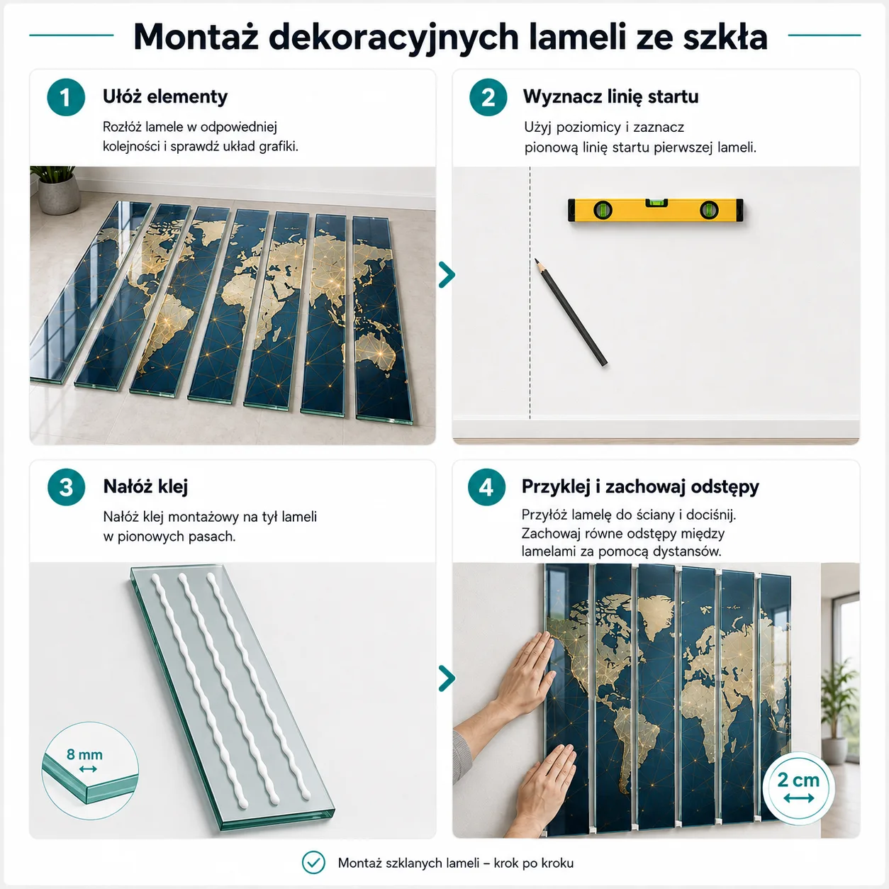 Instrukcja montażu dekoracyjnych lameli ze szkła krok po kroku