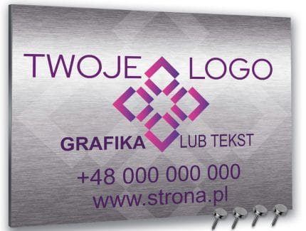 Tablica reklamowa Dibond srebrny szczotkowany z napisem zapraszamy