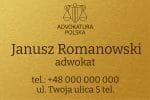 Złota szczotkowana tablica reklamowa Dibond z nadrukiem kancelaria