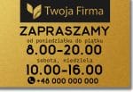 Złota szczotkowana tablica reklamowa Dibond z godzinami otwarcia