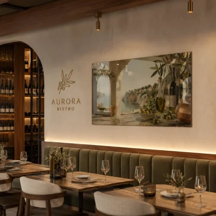 Obrazy na szkle w nowoczesnej restauracji