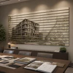 Dekoracyjne lamele z PCV z nadrukiem nowoczesnej architektury