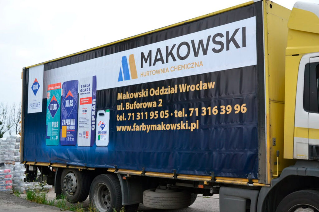 Druck auf Plane für Lkw-Aufbau.