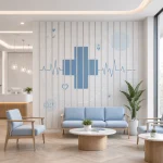 Dekoracyjne lamele ścienne z PCV w poczekalni kliniki