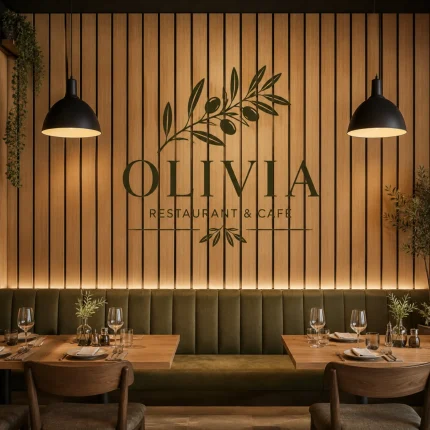 Dekoracyjne lamele ścienne z PCV w restauracji
