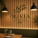 Dekoracyjne lamele ścienne z PCV z logo restauracji