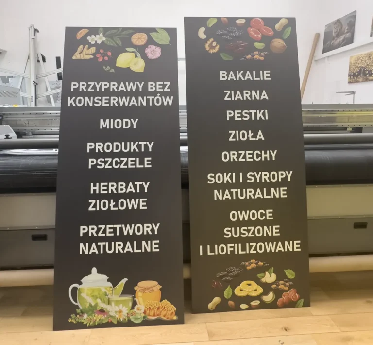 Naturalne produkty spożywcze – tablice i szyldy reklamowe