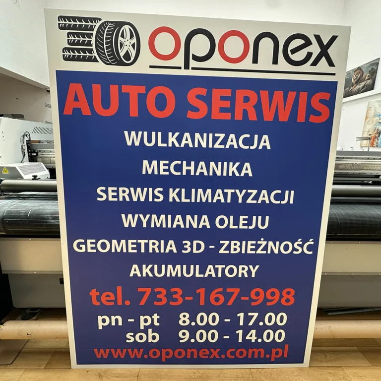 Oponex Auto Serwis – warsztat samochodowy, tablice i szyldy reklamowe