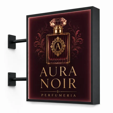 Antracytowy kaseton reklamowy dwustronny LED dla perfumerii