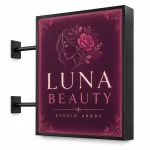 Kaseton reklamowy dwustronny z czarnego dibondu dla salonu beauty