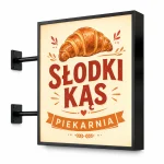 Kaseton reklamowy dwustronny z czarnego dibondu dla piekarni