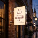 Kaseton dwustronny LED ze srebrnego lustrzanego dibondu dla księgarni