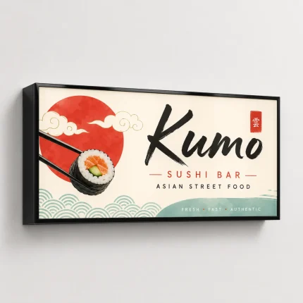 Kaseton reklamowy z dibondu na wymiar z grafiką sushi