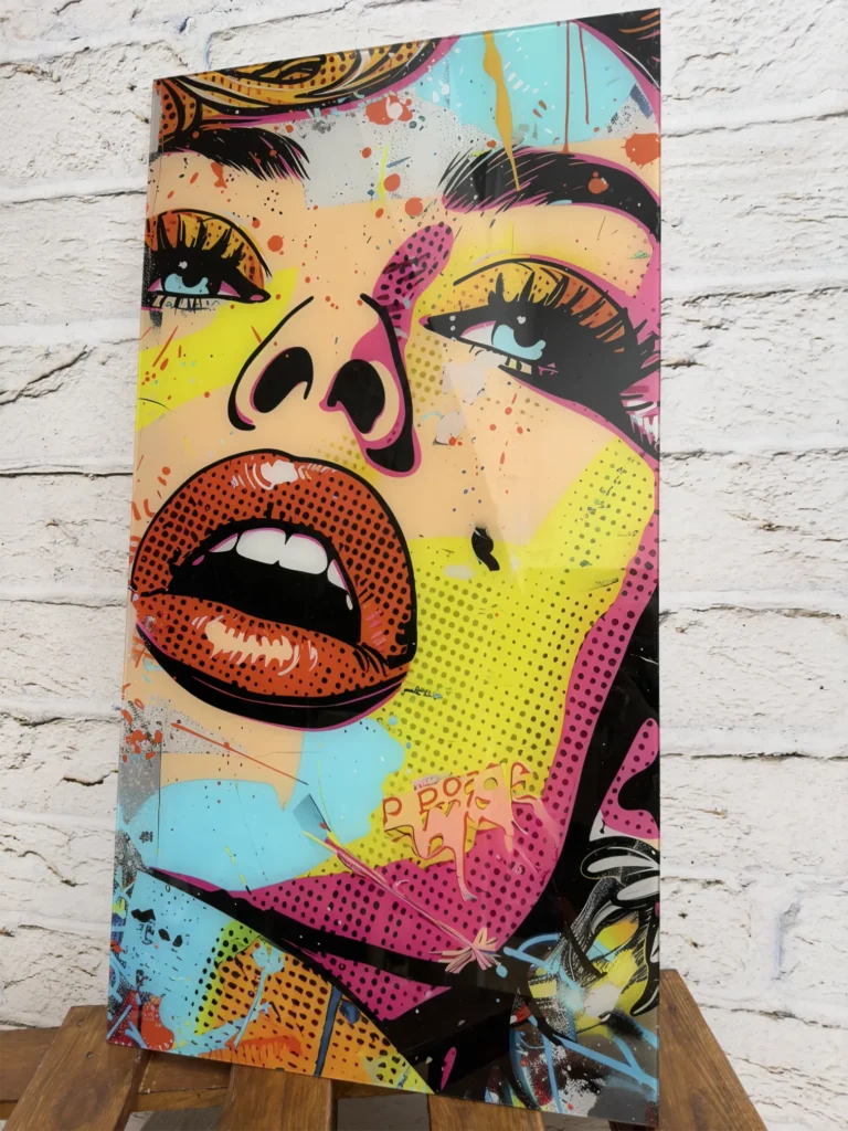 Obraz plexi w stylu pop-art – kobieta kolorowa