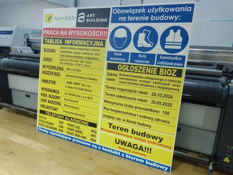 Tablica pcv duża na budowę 3