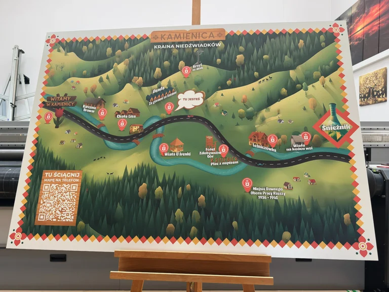 Kolorowa mapa turystyczna Kamienica Kraina Niedźwiadków – tablice i szyldy reklamowe z dibondu