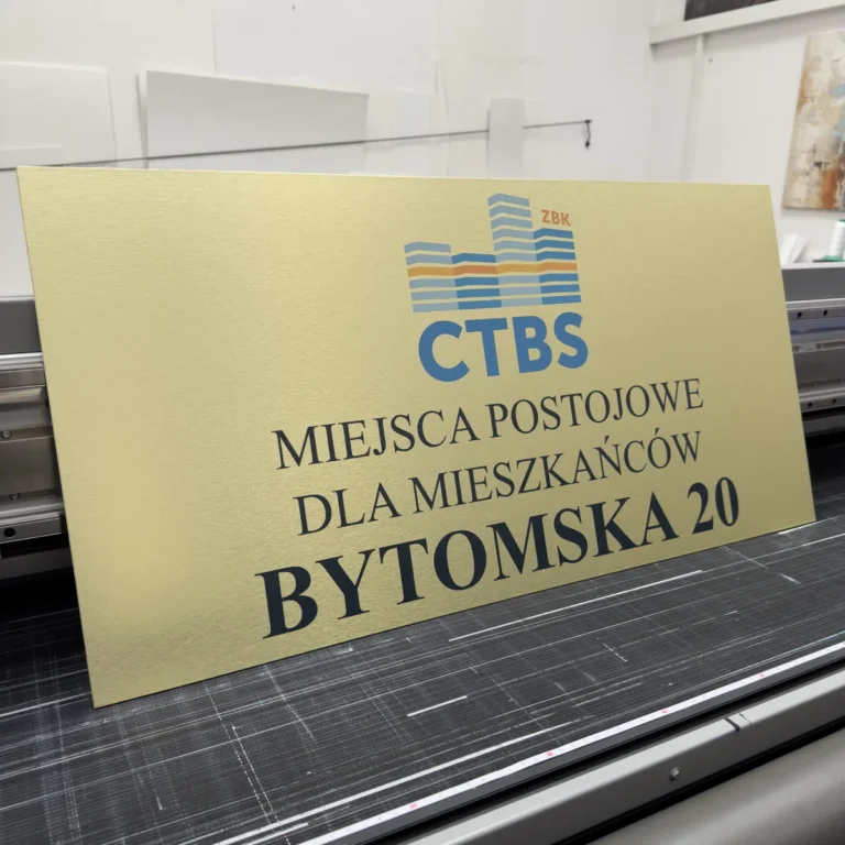 Złoty szyld CTBS Bytomska 20 – tablice i szyldy reklamowe z dibondu