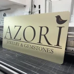 Złoty szyld AZORI Jewelry & Gemstones – tablice i szyldy reklamowe z dibondu