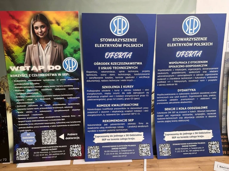 Trzy tablice informacyjne SEP Stowarzyszenie Elektryków Polskich, tablice i szyldy reklamowe