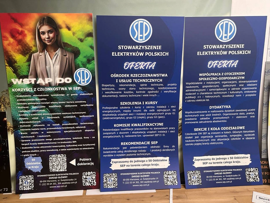 Tablice informacyjne SEP Trzy tablice informacyjne SEP Stowarzyszenie Elektryków Polskich, tablice i szyldy reklamowe