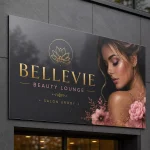 Szyld reklamowy z dibondu antracytowy dla salonu urody