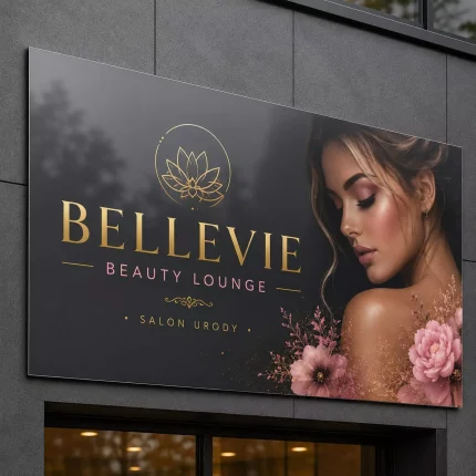 Szyld reklamowy z dibondu antracytowy dla salonu urody