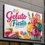 Szyld reklamowy z dibondu biały dla lodziarni