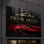 Szyld reklamowy z dibondu czarny dla studia detailingu