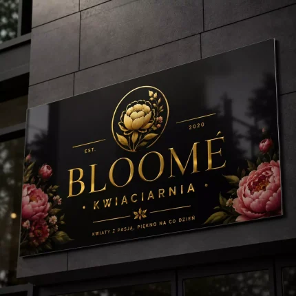 Szyld reklamowy z dibondu czarny dla salonu paznokci