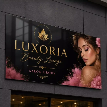 Szyld reklamowy z dibondu czarny dla salonu urody