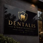 Szyld reklamowy z dibondu czarny dla stomatologii