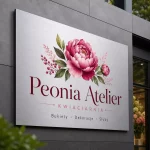 Szyld reklamowy z dibondu srebrny szczotkowany dla atelier