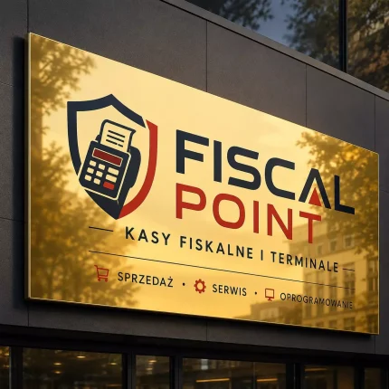 Szyld reklamowy z dibondu złoty lustrzany dla punktu sprzedaży kas