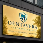Szyld reklamowy z dibondu złoty lustrzany dla stomatologii