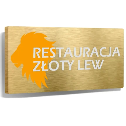 Szyld reklamowy z zaginanym bokiem złoty – szyld zaginany 3D Dibond