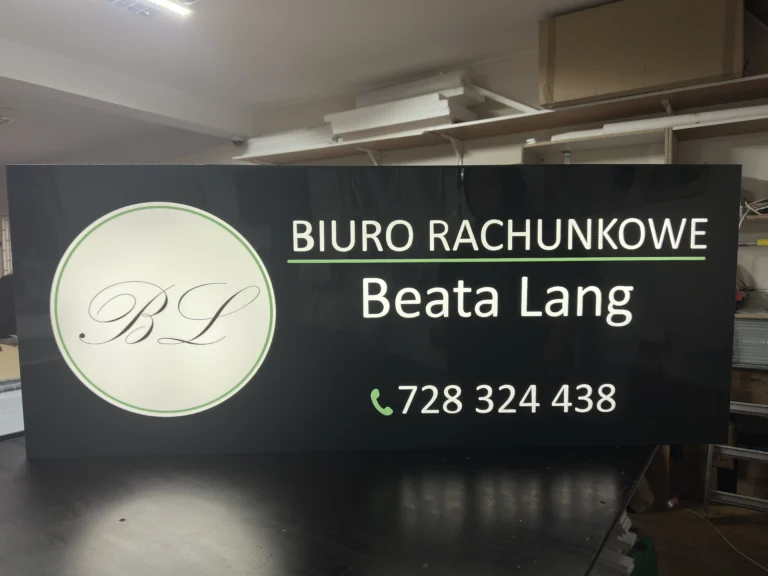 Kaseton LED „Beata Lang” – podświetlany szyld biura rachunkowego