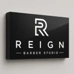 Kaseton reklamowy LED z dibondu czarny dla barber shopu