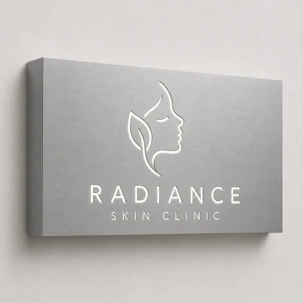 Kaseton frezowany z dibondu srebrny szczotkowany dla kliniki beauty