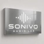 Podświetlany kaseton z dibondu srebrny lustrzany dla studia audio