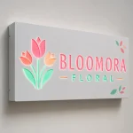 Kaseton z dibondu z kolorowymi napisami LED dla kwiaciarni