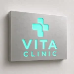Kaseton z dibondu z kolorowymi napisami LED dla kliniki medycznej