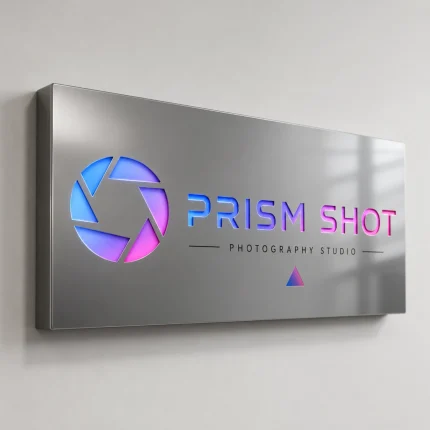 Kaseton z dibondu z kolorowymi napisami LED dla studia fotograficznego