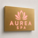 Kaseton z dibondu z kolorowymi napisami LED dla salonu spa