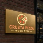 Kaseton z dibondu z kolorowymi napisami LED dla pizzerii