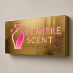 Kaseton z dibondu z kolorowymi napisami LED dla perfumerii