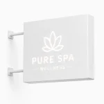 Kaseton reklamowy dwustronny frezowany z białego dibondu dla salonu spa