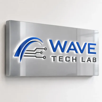 Kaseton z dibondu z wypukłym logo dla firmy technologicznej