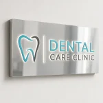 Lustrzany kaseton z dibondu z wypukłym logo dla kliniki dentystycznej